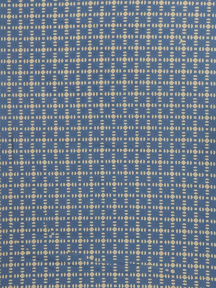 Blue Printed Cotton Saree - ShopLibas