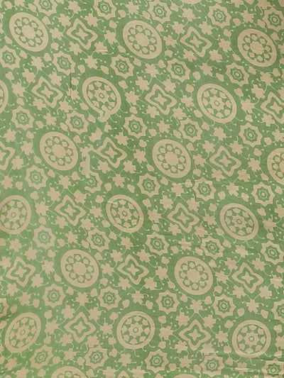 Green Printed Chanderi Silk Saree - ShopLibas