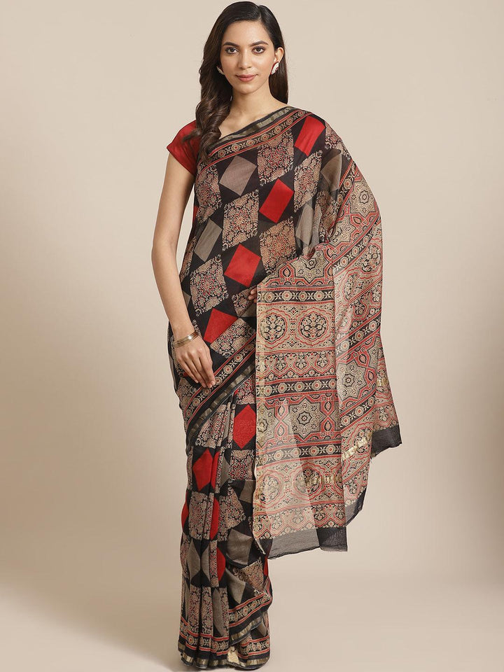 Multicoloured Chanderi Silk Saree - ShopLibas