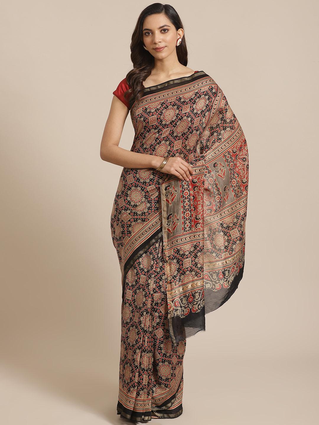 Multicoloured Chanderi Silk Saree - ShopLibas