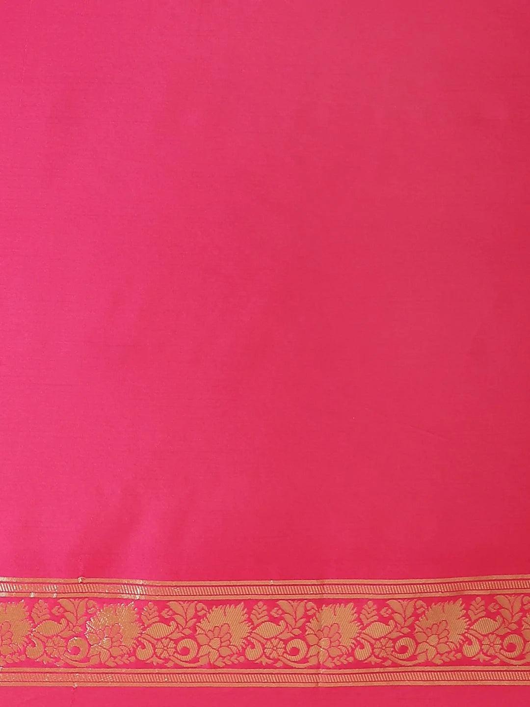 Pink Woven Design Silk Saree - ShopLibas