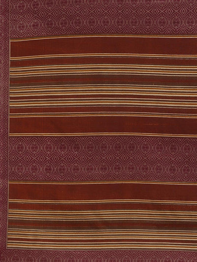 Beige Striped Silk Blend Saree - ShopLibas