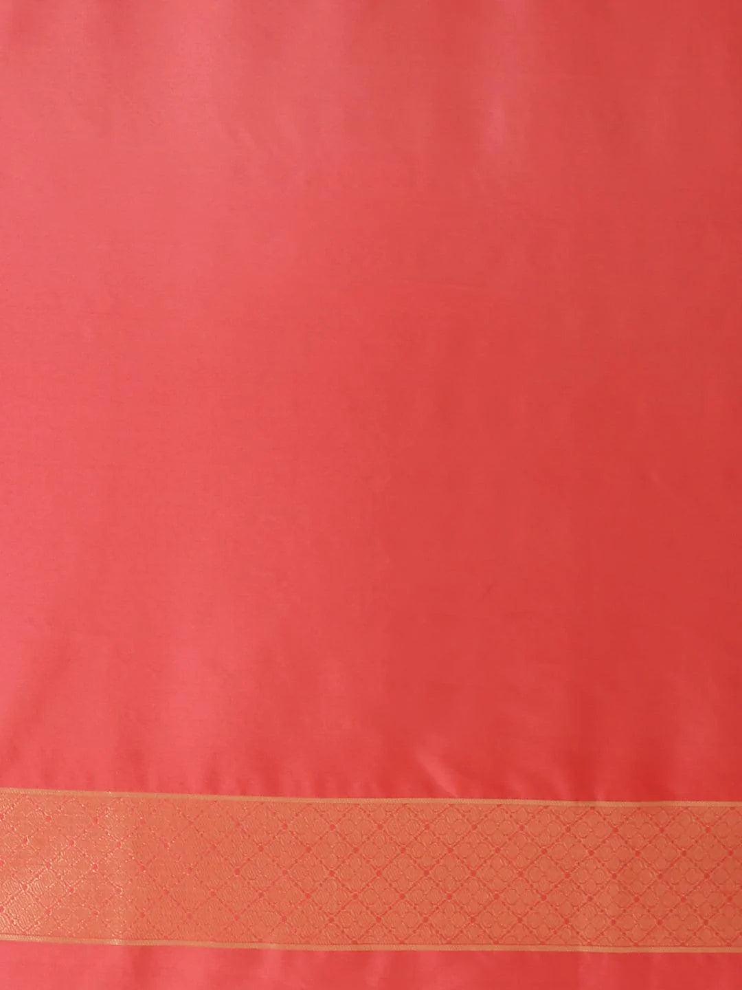 Pink Woven Design Silk Saree - ShopLibas