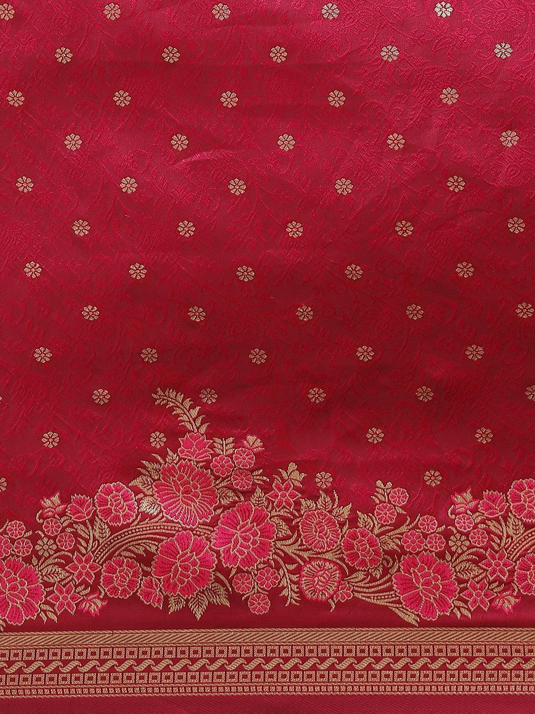 Pink Woven Design Silk Saree - ShopLibas