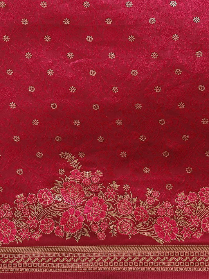 Pink Woven Design Silk Saree - ShopLibas