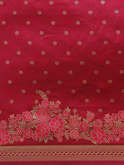 Pink Woven Design Silk Saree - ShopLibas