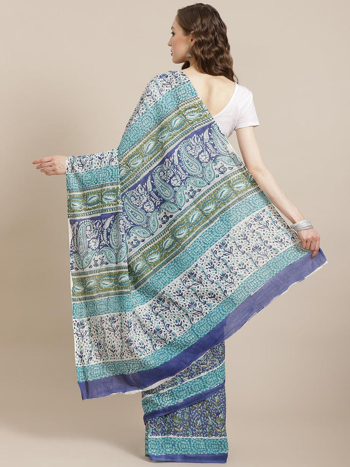 Multicoloured Printed Cotton Saree - ShopLibas