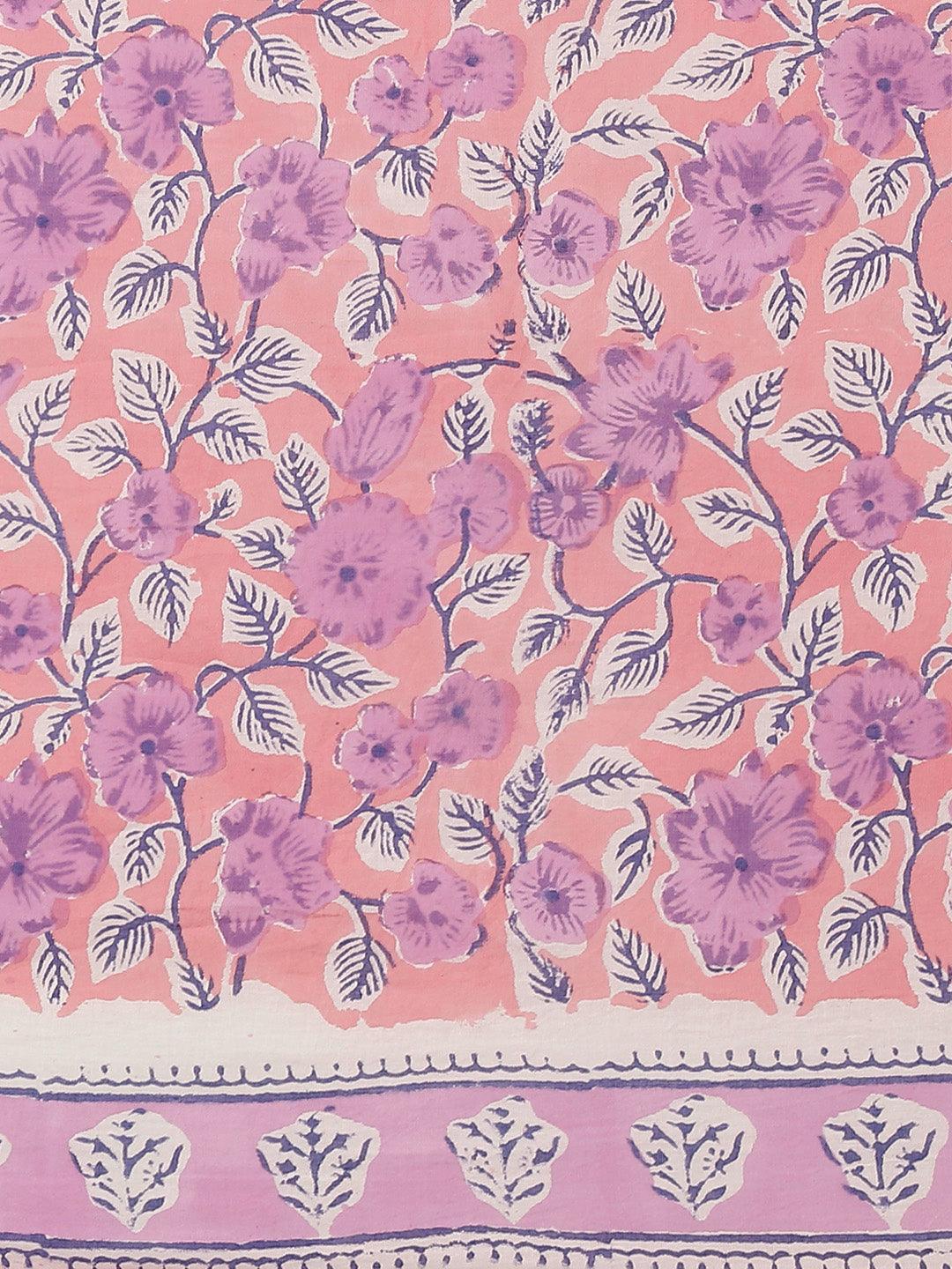 Lavender Printed Cotton Saree - ShopLibas