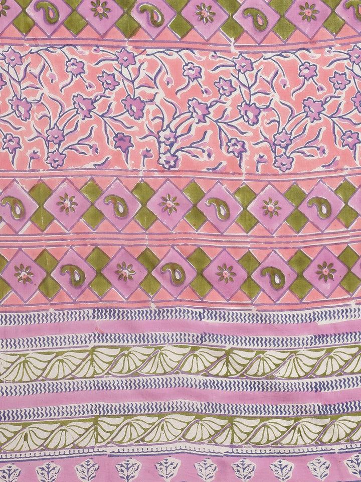 Lavender Printed Cotton Saree - ShopLibas