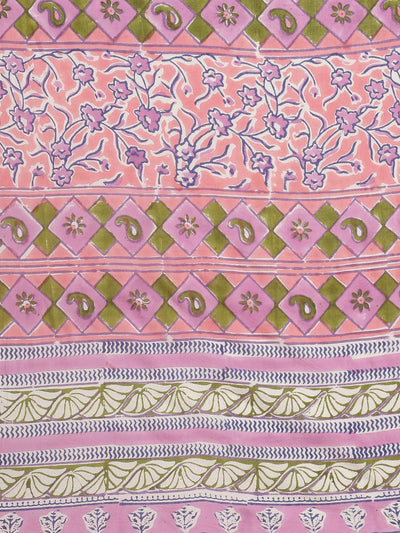 Lavender Printed Cotton Saree - ShopLibas