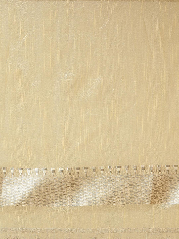 Beige Solid Silk Blend Saree - ShopLibas
