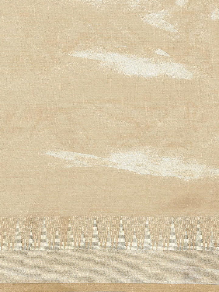 Beige Woven Design Silk Blend Saree - ShopLibas