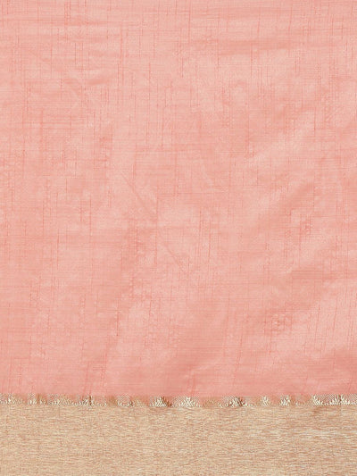 Pink Solid Silk Blend Saree - ShopLibas