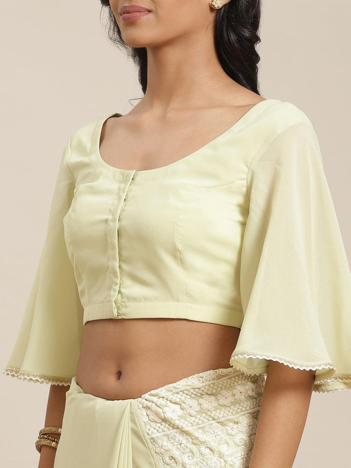 Green Embroidered Georgette Saree - ShopLibas