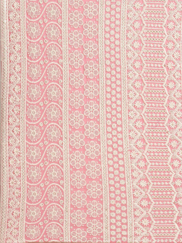 Pink Embroidered Georgette Saree - ShopLibas