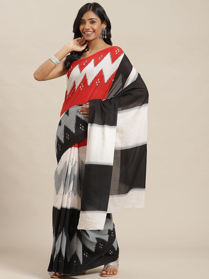 Multicoloured Printed Cotton Saree