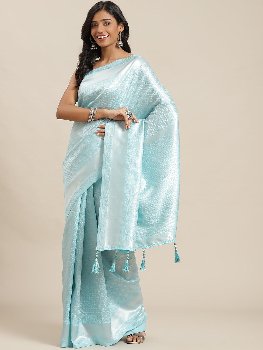 Blue Woven Design Art Silk Saree - ShopLibas