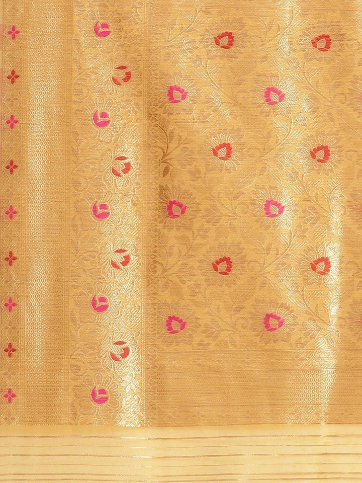 Yellow Woven Design Brocade Saree - ShopLibas