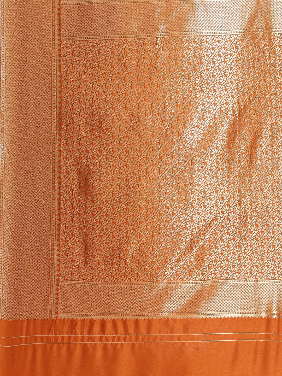 Orange Woven Design Brocade Saree - ShopLibas