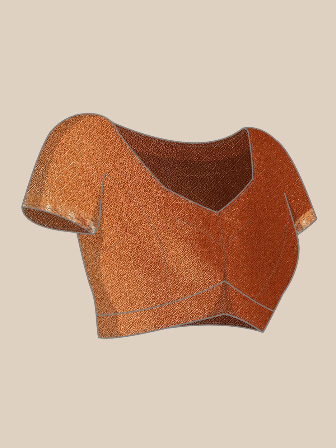 Orange Woven Design Brocade Saree - ShopLibas