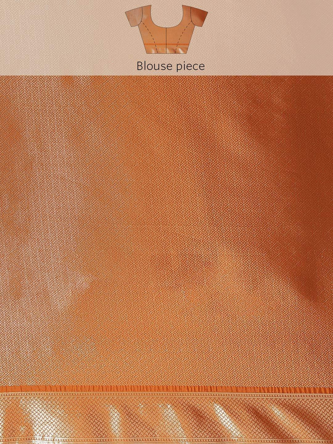 Orange Woven Design Brocade Saree - ShopLibas