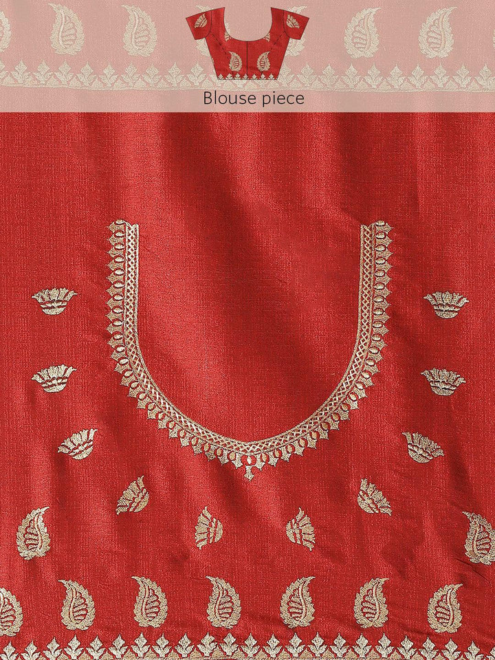 Beige Solid Silk Blend Saree - ShopLibas