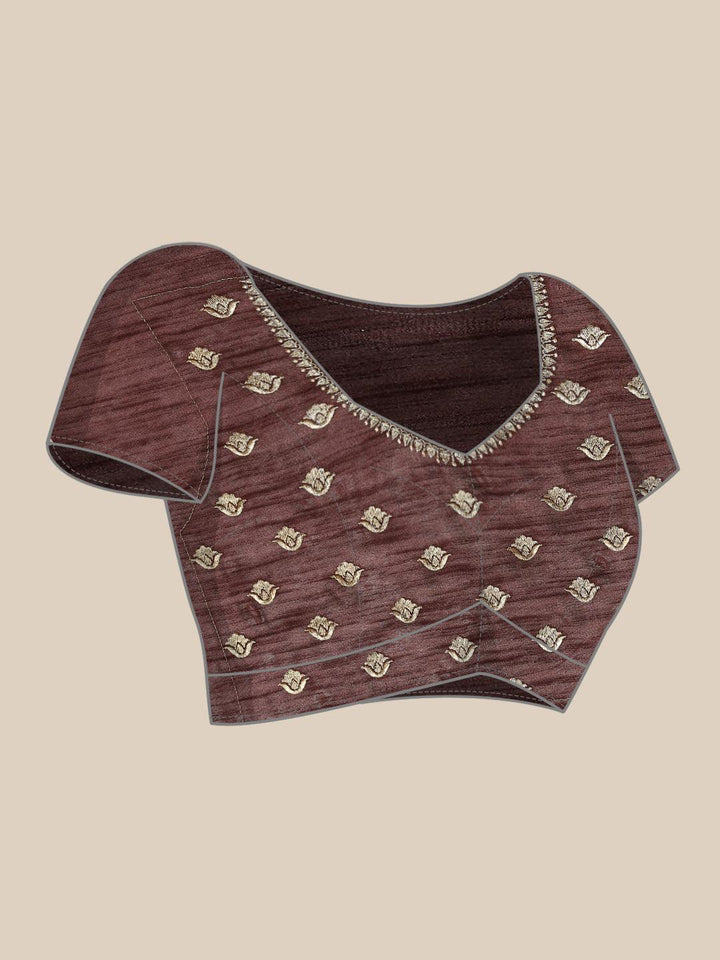 Maroon Solid Silk Blend Saree - ShopLibas