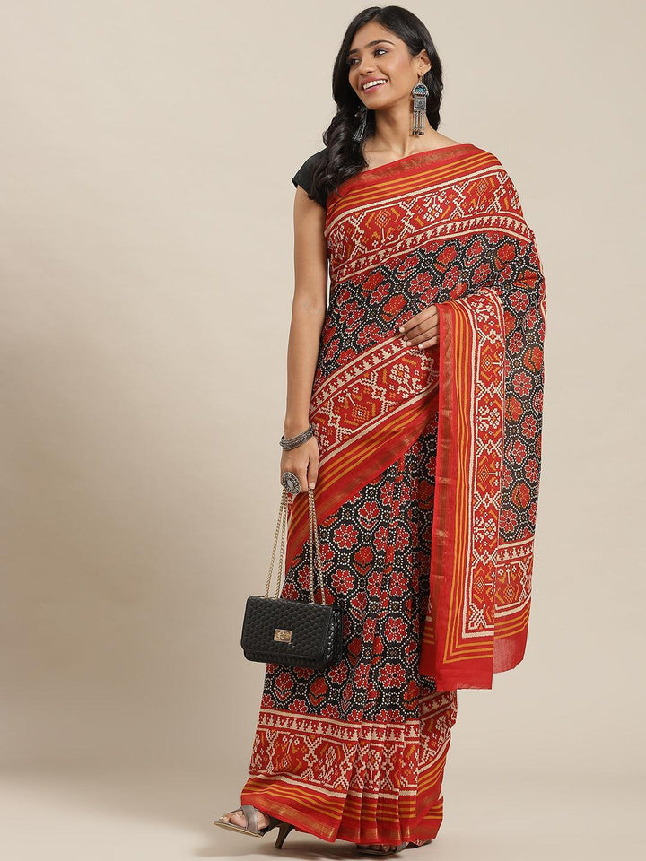 Red Printed Cotton Saree