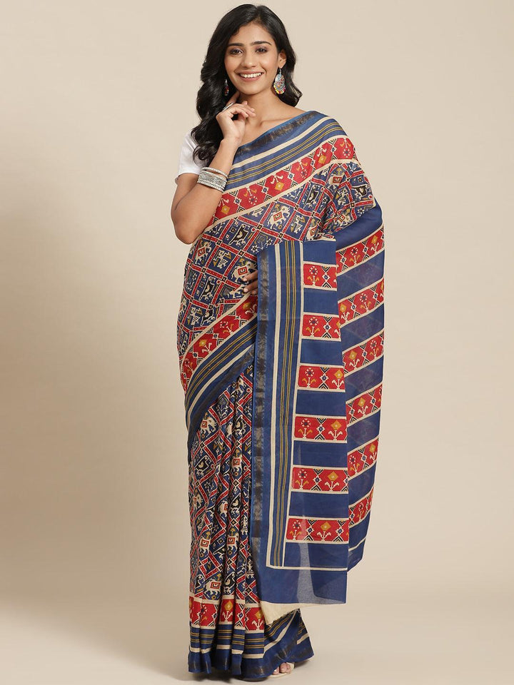 Multicoloured Printed Cotton Saree
