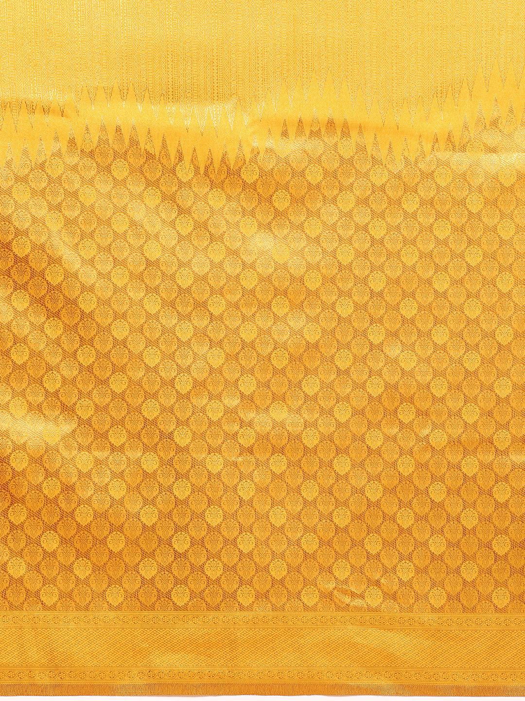 Mustard Woven Design Brocade Saree - ShopLibas 