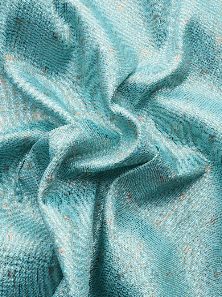 Turquoise Blue Woven Design Brocade Saree - ShopLibas