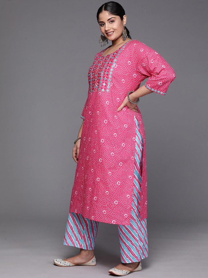 Black Yoke Design Cotton Straight Kurta With Trousers & Dupatta
