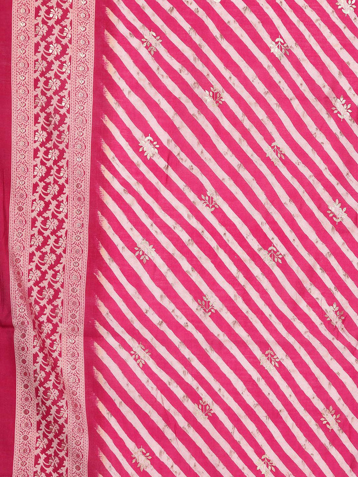 Plus Size Pink Printed Silk Blend Straight Suit With Dupatta