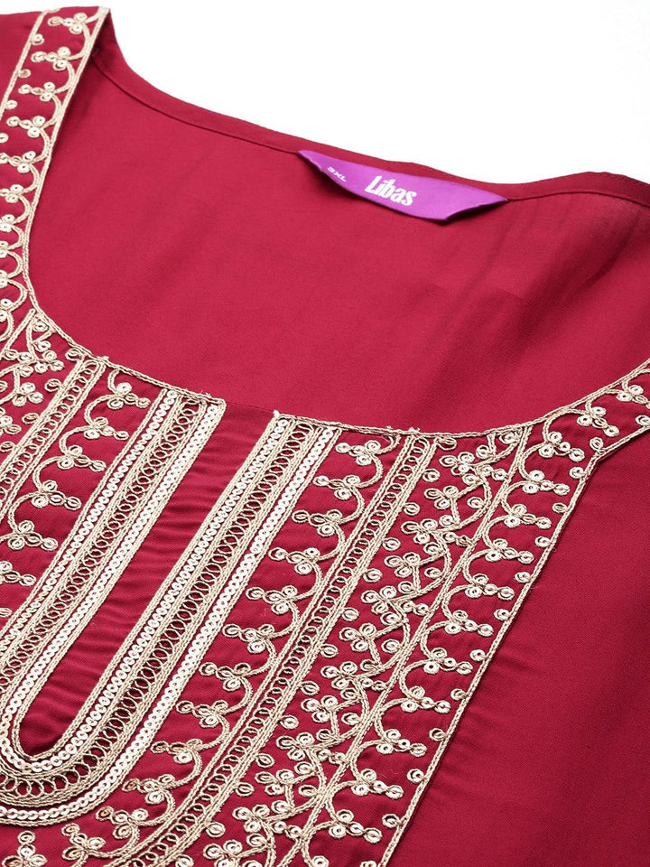 Pink Printed Silk Blend Straight Kurta With Trousers & Dupatta - ShopLibas