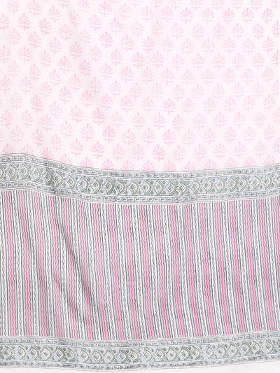 Pink Printed Cotton Straight Kurta With Palazzos & Dupatta - ShopLibas