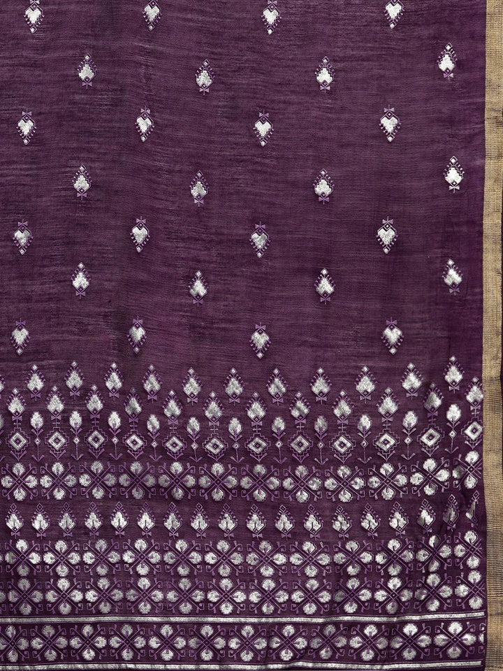 Mauve Solid Silk Blend Straight Kurta With Palazzos & Dupatta - ShopLibas