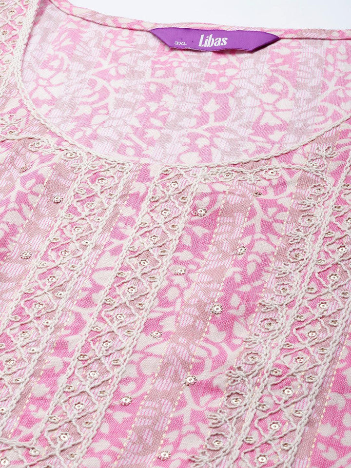 Plus Size Pink Yoke Design Rayon Kurta - ShopLibas