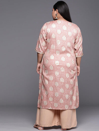 Plus Size Pink Yoke Design Rayon Kurta - ShopLibas