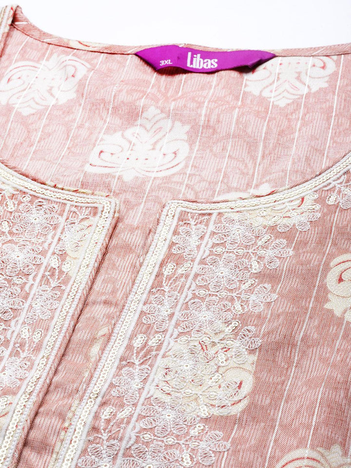 Plus Size Pink Yoke Design Rayon Kurta - ShopLibas