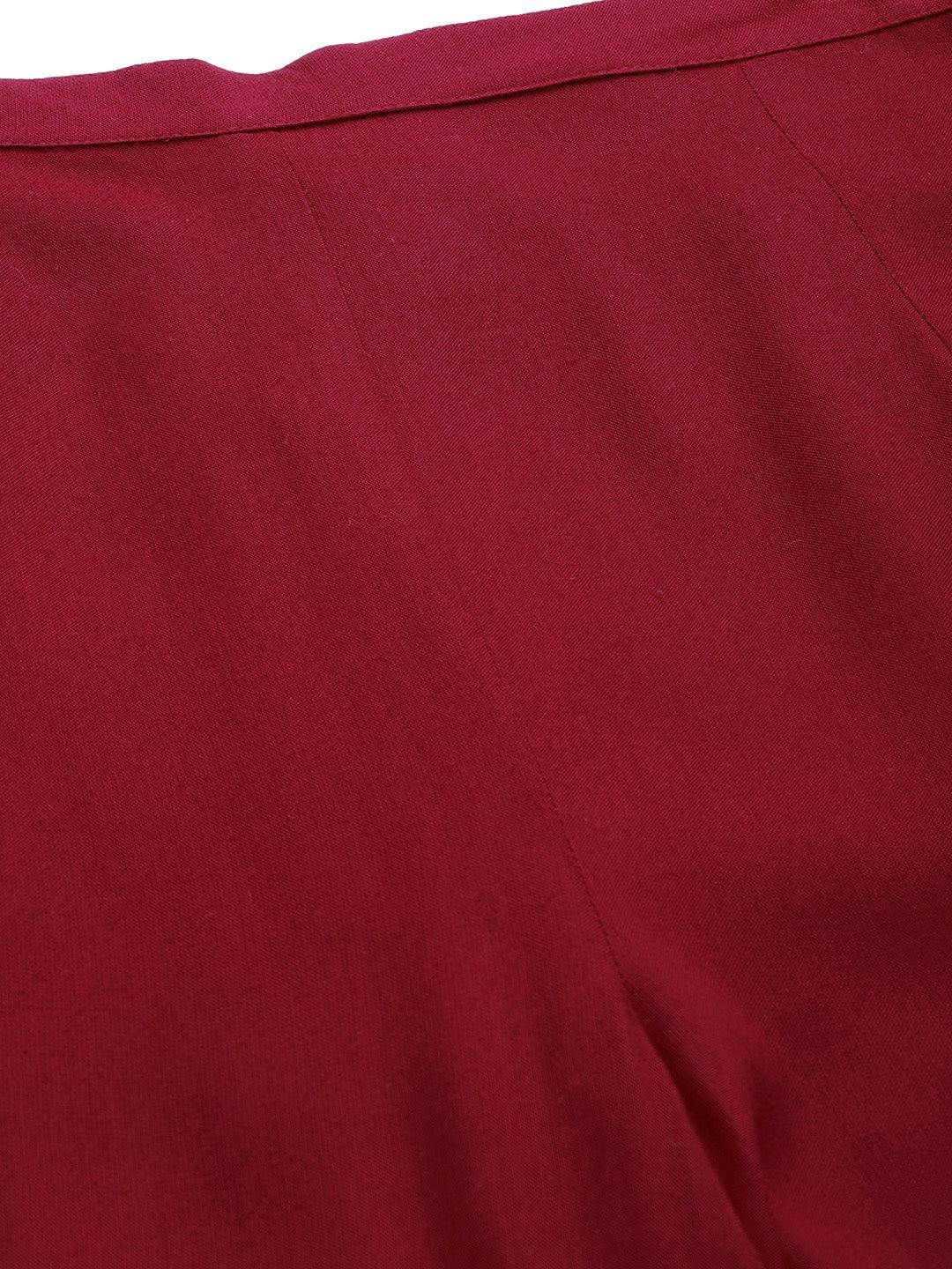 Maroon Hem Design Rayon Palazzos - ShopLibas 