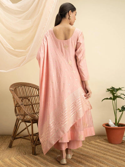 Pink Self Design Silk Suit Set - ShopLibas