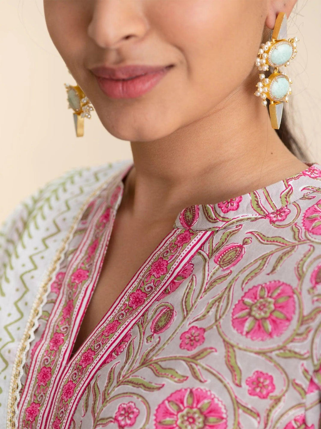 Pink Printed Cotton Suit Set - ShopLibas 