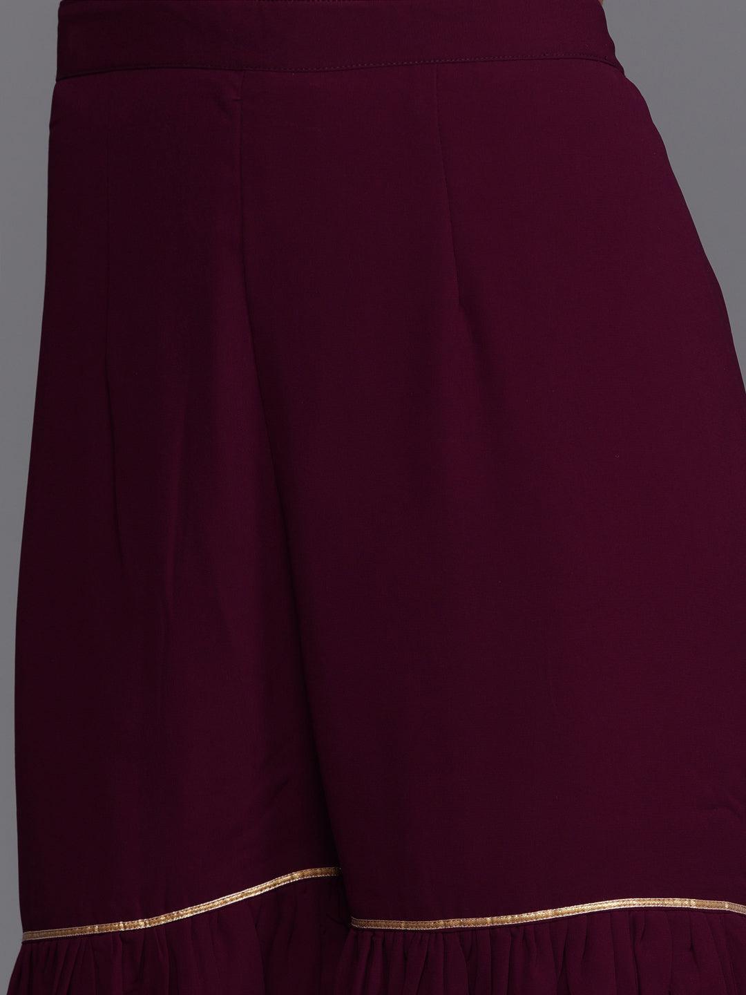 Purple Embroidered Georgette Suit Set - ShopLibas