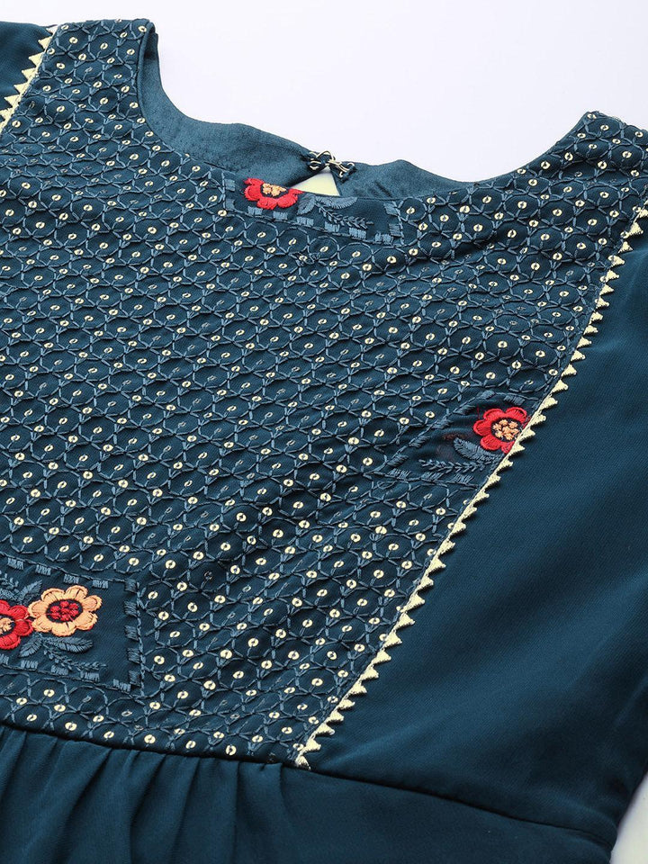 Blue Embroidered Georgette Suit Set - ShopLibas