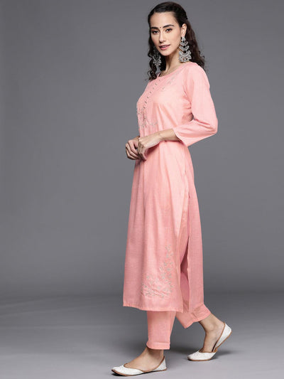 Pink Embroidered Pure Cotton Suit Set - ShopLibas