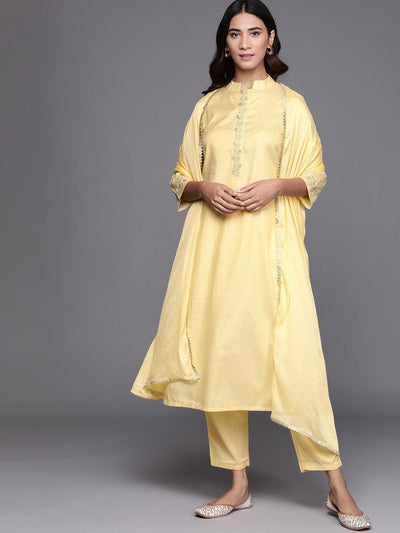 Yellow Embroidered Pure Cotton Suit Set - ShopLibas