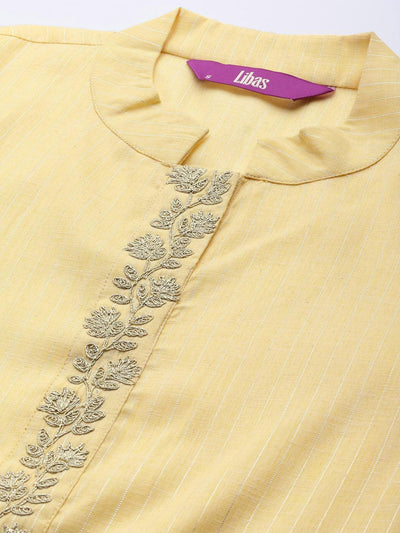 Yellow Embroidered Pure Cotton Suit Set - ShopLibas