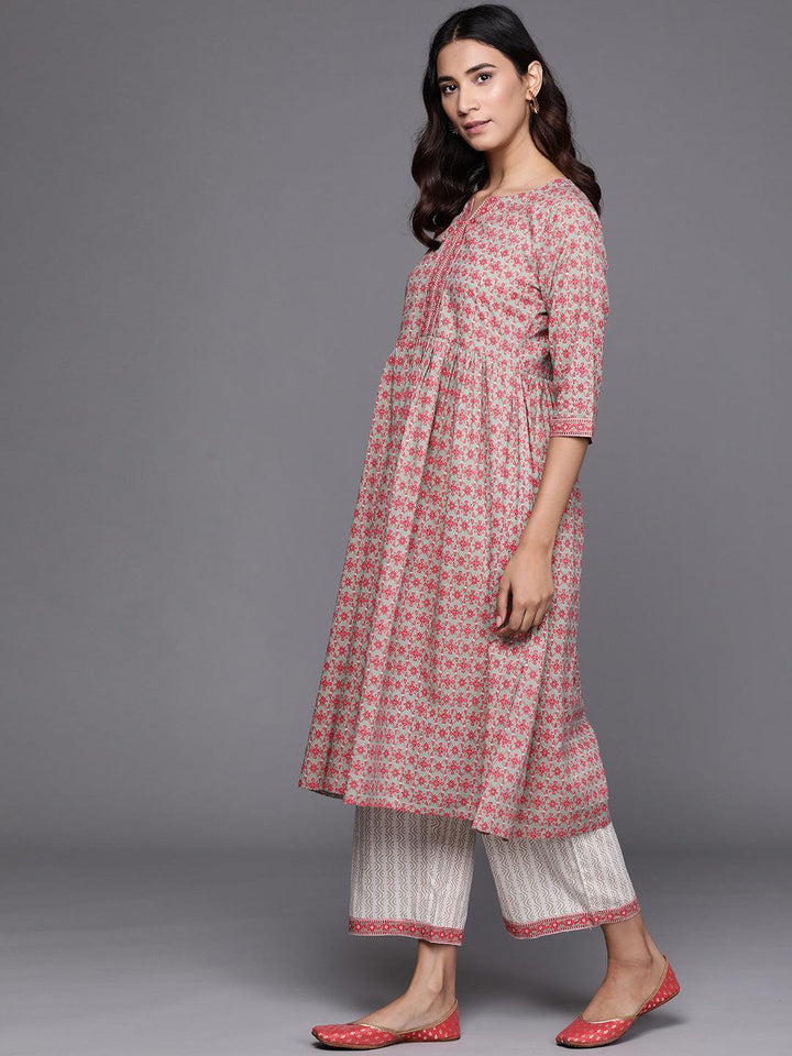 Sea Green Printed Cotton Suit Set - ShopLibas