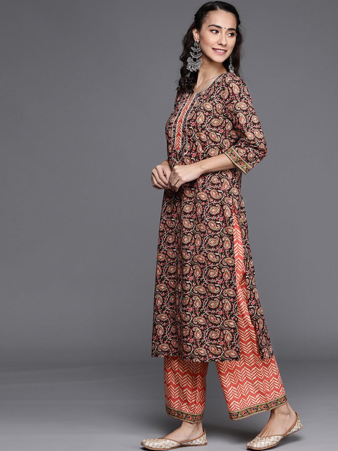 Multicoloured Printed Cotton Suit Set - ShopLibas 