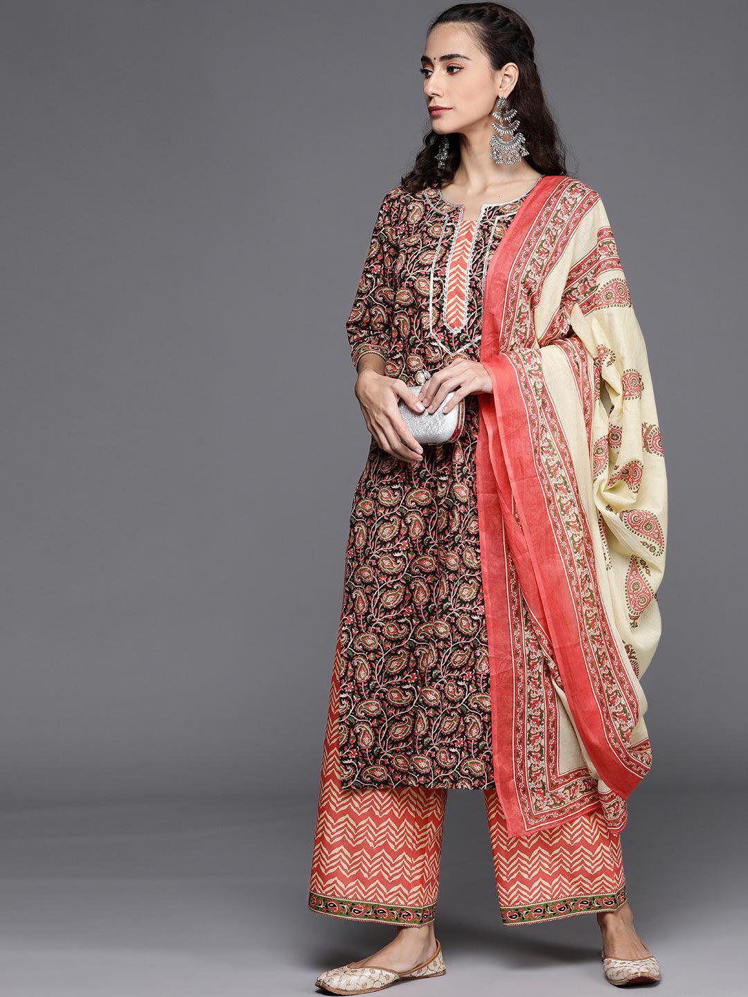 Multicoloured Printed Cotton Suit Set - ShopLibas 